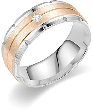 Epinki Edelstahl Eheringe Vintage, 8MM Mattiert Trauringe mit Funkelndem Weiß Zirkonia, Rose Gold Pärchen Ringe Partnerringe für Damen Herren, Größe 65 (20.7)