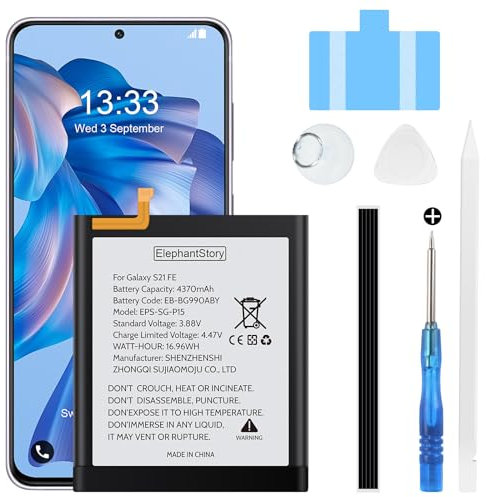 Batterie pour Galaxy S21FE SM-G990 4730mAh Code Batterie EB-BG990ABY Batterie de Remplacement au Lithium Polymère avec Kit d'outils de Réparation