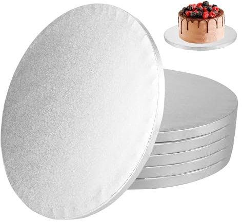 6 Stück Cake Board 30cm Tortenplatte Dicke 13mm Silber Kuchenplatte Wiederverwendbar Tortenunterlage Premium Torten Unterplatten für Transport Kuchen