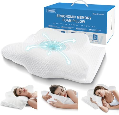 Gobikey Cuscino Cervicale per Dormire, Cuscino Ortopedico in Memory Foam