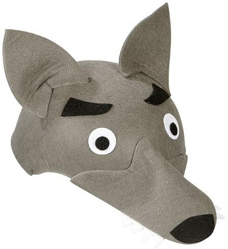 NET TOYS Auffällige Wolf Mütze - Grau - Cooles Kinder-Kostüm-Zubehör Lupus Hut für Jungen und Mädchen