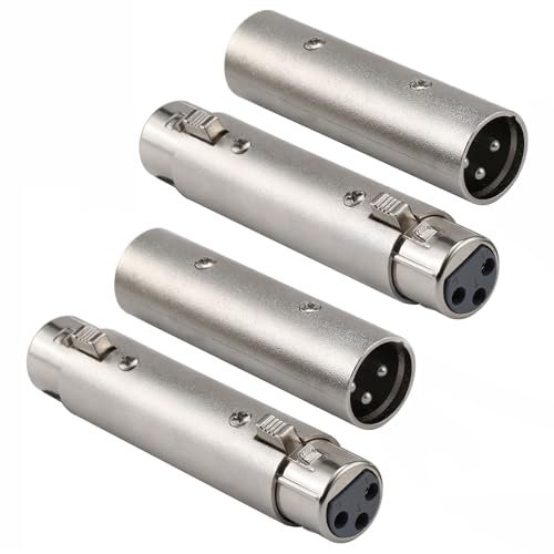 Greluma 4 Stk XLR-Gender-Changer-Adapter, 3-Poliger Stecker auf Stecker/Buchse auf Buchse, Kompatibel Mit Mikrofon, Mixer