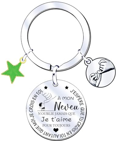 JRZDFXS Porte Clés Personnalisé - Cadeau pour Mon Neveu pour Noël et Naissance