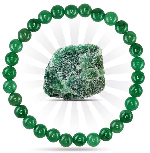 PURAJA Edelstein Armband aus echtem Naturstein: Grüner Aventurin | 6mm Kugelarmband aus hochwertigen Mineralien