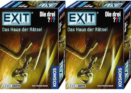 KOSMOS 694043 EXIT® - Das Spiel - Das Haus der Rätsel - Die DREI???, Level: Einsteiger, Escape Room Spiel, Die DREI Fragezeichen, EXIT Game für 1-4 Spieler ab 10 Jahre (Packung mit 2)