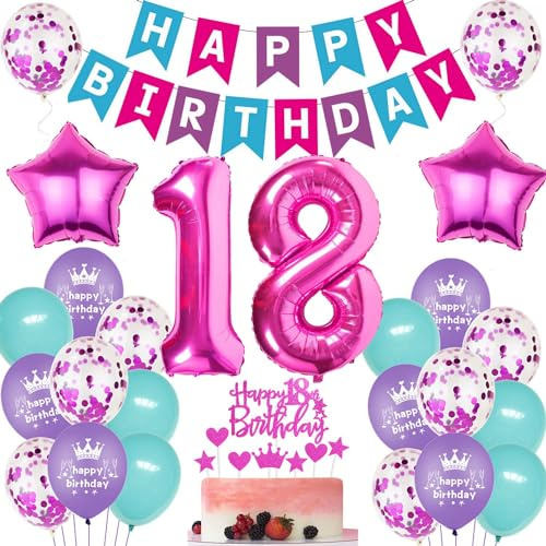 Palloncini compleanno 18 rosa, Decorazioni anno Torta 18 Anni Compleanno Rosa