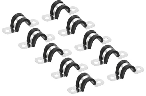 PATIKIL 12 Stück U-Rohrschellen Set, Rohrschelle 16mm, Schlauchschellen | Gummi Gefüttert 2-Loch U-Form Kabelschellen, Starrer Rohr Riemen Klemme, Rohrhalterung für Rohr Befestigung
