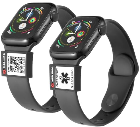 MYLUCKYTAG Medizinische ID-Tags mit QR-Code – Medizinische ID-Armbandhülle – passend für Apple Watch Medical ID Band oder Fitbit Medical ID Band – Medizinischer Alarm – Kostenloses