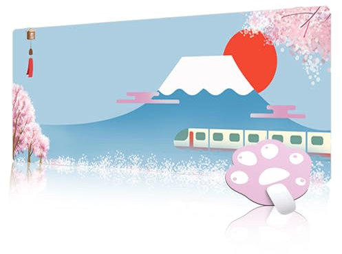 FAIRYGATE Mouse Pads Mauspad groß Anime Schreibtisch Unterlage Großes Gaming Mauspad Japanische Tropische Blume Niedliches Lange Volle rutschfeste Basis Geschenke für Frauen 60 x 30 cm Berg B5807-M