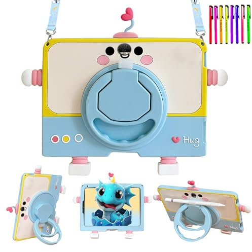 A-BEAUTY Schutzhülle Kompatibel mit Honor Pad 9 12,1 Zoll Tablet 2023 + 1 x Eingabestift, Kinderhülle mit Stifthalter, 360° Drehbarer Griff, Ständer, Schultergurt