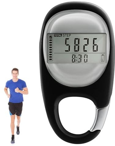 3D Schrittzähler mit Clip, Tragbar Digitaler Schrittzähler Zum Gehen, Einfacher Schrittzähler Ohne App und Handy, Genauer Schrittzähler, Kalorienverbrauch, für Gehen Laufen Sport