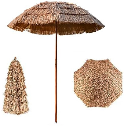 Sombrilla de Jardin Grandes y Fuertes Sombrilla de Paja Simulada Sombrilla de Estilo Hawaiano Adecuada para Jardín Patio Playa Hotel(Size:240CM)