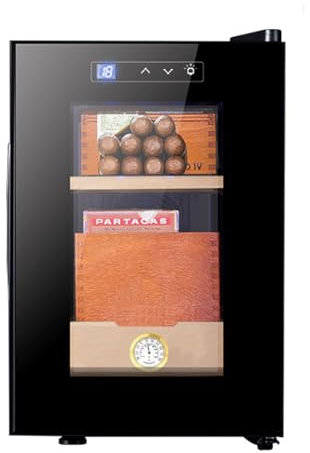 16L Electric Cigar Humidor 100 Counts Temperature Control System Cooling Humidor Cabinet with Spanish Cedar Wood Shelves & Hygrometer Gifts for Men