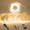 MOJIAZH COB LED Streifen 3000K Warmweiß, 24V 5M Dimmbares, IP20 Lights Decoration, GS Netzteil, CRI90+ mit RF Lichtband Fernbedienung, Lichtband LED Selbstklebend. Sockelleiste, Rille DIY Dekoration.