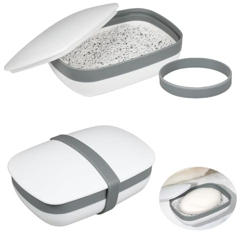 YoHyien 2 STK Seifendose Reise Wasserdicht, Seifenbox Reise mit Seifenschoner & Silikon Band, Tragbar Seifenbehälter für Feste Seife, Seifenschale mit Deckel Versiegelt für Badezimmer, Fitnessstudio