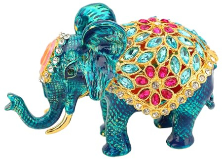 HEEPDD Handbemalte Emaille Elefant Schmuckschatulle mit Magnetverschluss – Mini Schmuckbox für Ringe & Halsketten, Elegante Schmuckaufbewahrung als Deko & Geschenk