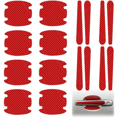 GUTERTOP 16 Stück Türgriff Schutz Auto, Auto Türgriff Schutz, Kohlefaser Auto Türgriff Schüssel Aufkleber, Universal Auto Türgriff Schutzfolie (Rot)