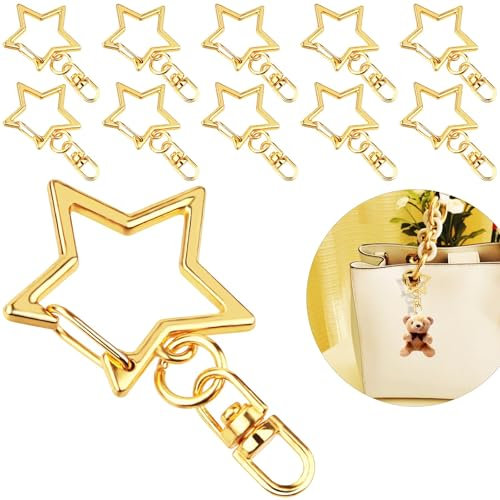 20pcs Mini Stern Karabiner Karabinerhaken Schlüsselanhänger Carabiner Metallring Schlüsselring Schlüsselanhänger Selber Machen Basteln Anhänger Schlüssel Keyring für DIY Zubehör Häkelfiguren(Gold)