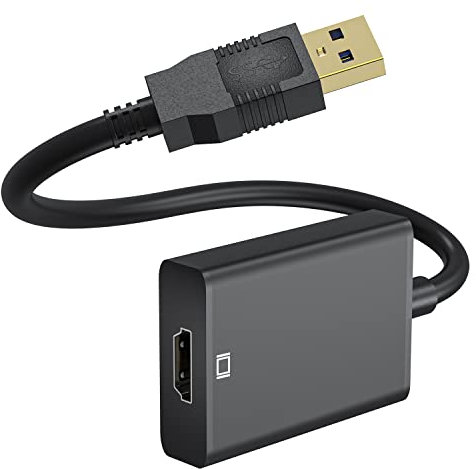 Adaptateur USB 3.0/2.0 vers HDMI Full HD 1080p Graphique Vidéo Audio Multi Moniteur Miroir/Expansion Câble Convertisseur pour PC, HDTV, Projecteur Compatible avec Windows XP/7/8/8.1/10/11/Android