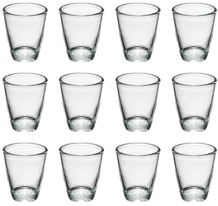 Eidoct 12 Glass Glasses Set, Shot Glass 30ml, Shot Glass with Heavy Base for Cocktail, Whisky, Tequila, Vodka, Spirits, Liquor.