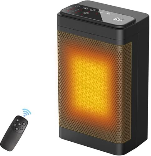 Rsaoty 1500W Heizlüfter mit Fernbedienung, PTC Heizlüfter Keramik, Leise Heizung Elektrisch mit 70° Oszillation, Überhitzungs- & Kippschutz, 12H Timer, für Indoor