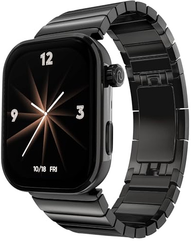 Noise ColorFit Pro 6 Max AI Enabled Smartwatch, 1.96 AMOLED, Built-In GPS, TWS Connectivity, Detail Insights, Advanced Processor, Health Tracking, Stainless Steel Build, 1Year Warranty (Chrome Black)