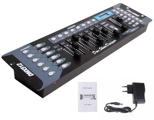 Gziztx DMX Controller Lichtmischpult DMX 512 Controller 192 Kanäle Dmx Konsole 240 Scenes für Bühnenlichter, Moving-Head-Lichter, DJ, Disco, Club, Party (Tri-Colour)