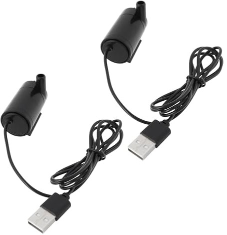 YINETTECH 2 Piezas DC 3-5V 1A Mini Bomba de Agua USB Micro Bomba de Motor Sumergible Tubo de PVC para Pecera Estanque Fuente Acuario Jardín Negro