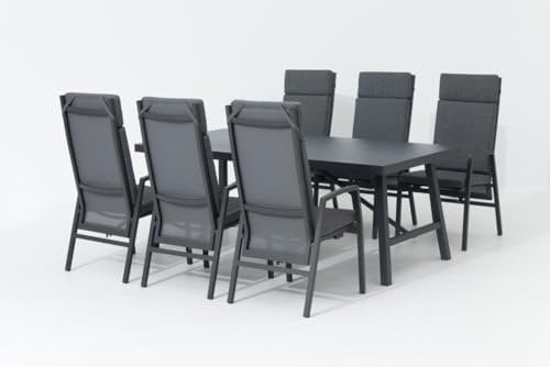 Primaster Garten-Essgruppe Sardegna Sitzgruppe 7 TLG. Alu stapelbar anthrazit