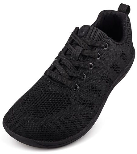 MINBEI Chaussure Pieds Nus Femmes Wide Barefoot Chaussures Minimalistes Baskets Running pour Femme Athlétiques Plat Marche Sneakers Noir 42 EU
