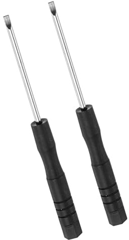 TOP-VIGOR Mini Slotted Screwdriver 2mm Flat Head 82mm Length 2pc | Small Precision Screwdrivers with Non-slip Handle for Electronics, Glasses, Watch, Computer and Small Appliance Repair