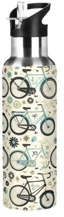 Ewusp Borraccia termica per bicicletta, con coperchio con cannuccia, 620 ml, in acciaio inox, per sport, sottovuoto, a doppia parete, a tenuta stagna, per attività all'aperto, ciclismo, fitness