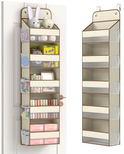 LAMU Hängeorganizer 5 Etagen, 10 Seitenfächer – Tür Organizer schwingungssicher, Aufbewahrung hängend für Bad, Schlafzimmer, Kinderzimmer & Wohnmobil, ohne Bohren, Türorganizer, Beige