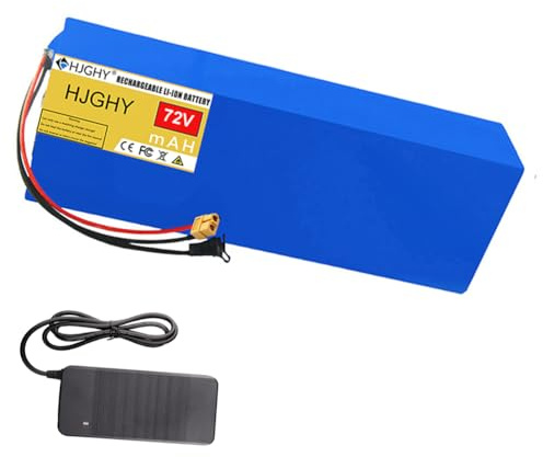 HJGHY 72V 15Ah, 72 Volt Lithium Li-ion Battery Replacement 72V 45Ah 25Ah 30Ah 35Ah 40Ah 50Ah 20Ah Lithium-ion Batteries for 0-3300W Scooter Motorcycle Moped Motors with Charger