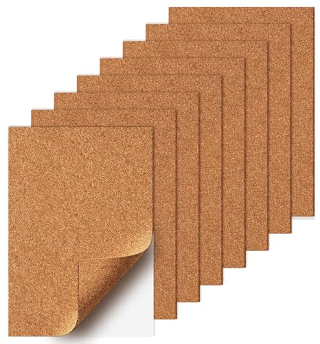 pangutheos 8 Stück Korkplatte Selbstklebend, A4 Kork 2mm Dicke | Schneidbar Korkplatten, Rechteck Untersetzer Kork, Korkplatte für DIY, Wanddekoration