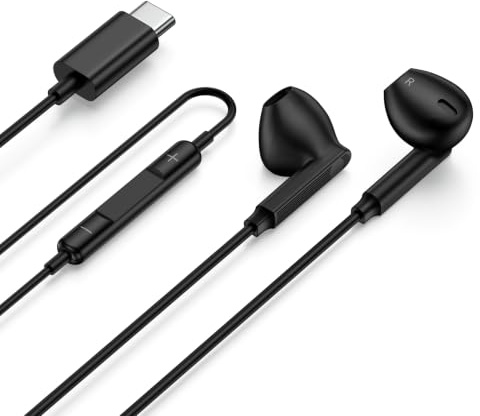 USB-C Kopfhörer Wired Earbuds, Type C Kopfhörer In Ear Wired Ohrhörer mit Mikrofon und Lautstärkeregler für iPhone 17 16 15/Google Pixel 10 Pro 9 8 7 6/Samsung Galaxy S25 S24 S23 S22 S21 A15 A16