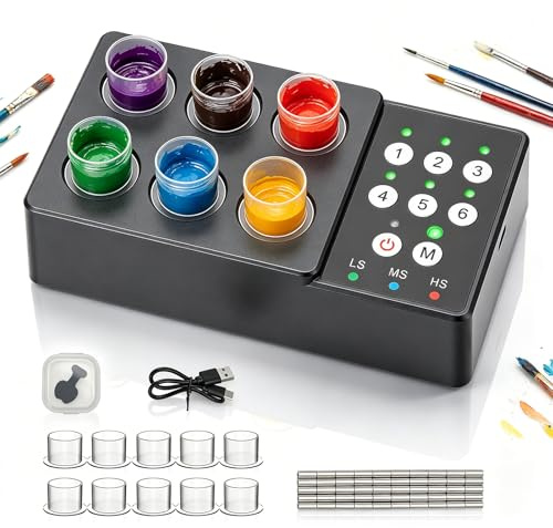Mezclador Tinta Eléctrico, Mezclador Automático Pigmentos Multicolor Pintura DIY 6 Orificios Manos Libres 3 Modos Velocidad 8000-11000 Rpm Para Laboratorio Esmalte Uñas Pegamento Pestañas Y Pinturas