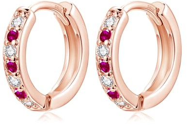 Kamise 925 Sterling Silver Hoop Earrings Girls, Silver Earrings Hoop Women | Nickel-Free Sleeper Huggies Earring Small, Cute Earring Hoops with White/Aquamarine/Rose/Pink/Purple/Sapphire/Green Zirconia