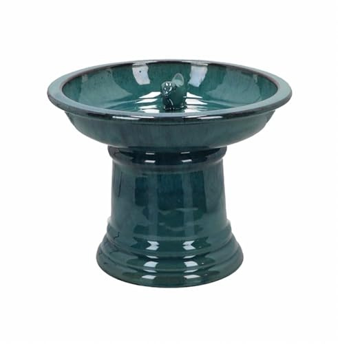 Dekorative Vogeltränke/Vogelbad aus Keramik mit stabilem Fuß. Ideal für Garten, Terrasse oder Balkon und perfekt als stilvolle Wasserstelle für Wildvögel.