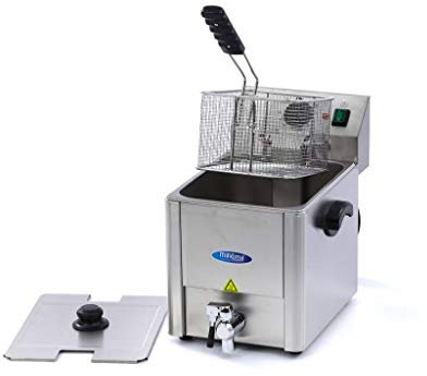 Friteuse 8 L 1 Panier avec robinet Friteuse - 1,5 KG Frites - Professionnelle - Inox - Friteuse 8 litres