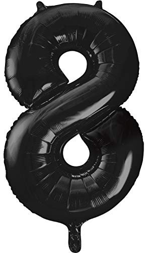 Black Number 8 Shaped Large Foil Balloon (86cm) 1 Piece - Perfect for Birthday Parties and Special Events