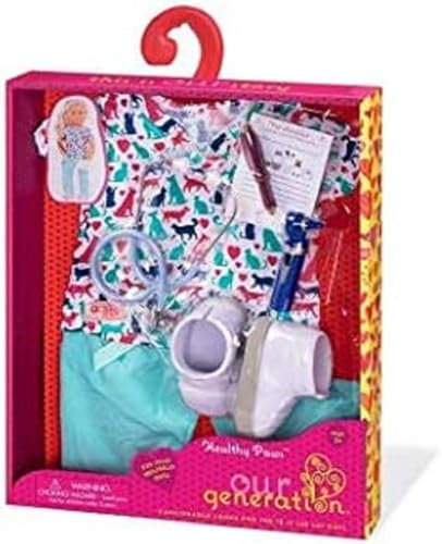 Our Generation – Tierarzt Uniform Outfit – Krankenhaus-Zubehör – 46 cm Puppenkleidung – Rollenspiel – Spielzeug für Kinder ab 3 Jahren – Tierärztin mit Style