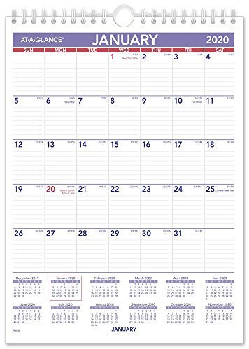 AT-A-GLANCE Monatlicher Wandkalender 2020, 20,3 x 27,9 cm, klein, Spiralbindung (PM128), Modell: PM12820