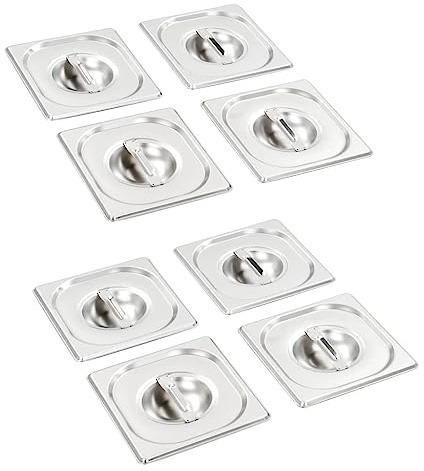 vidaXL 8x Pan Lids Kitchen Utensil Cooking Tray Screen Guard Cover GN 1/6 176x162mm Stainless Steel