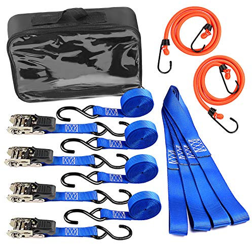 Leader Accessories Ladungssicherungsset 10-tlg. stabil 4xRatschenzurrgurte flexibel 4xZurrschlaufen praktisch 2x Spannseile ink. Aufbewahrungstasche