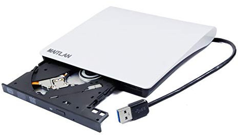 Ultra Thin External USB 3.0 DVD CD-ROM Player, Portable 8X DVD+-RW DL CD-R Burner Optical Drive for HP Spectre x360 360x 360 13 15 2018 2019 2-in-1 Convertible Touch-Screen Ultrabook Laptop White