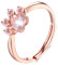 Meow Star Patte de Chat Bague en Argent 925 Ajustable Sterling Bague Patte de Chien Oxyde de Zirconium Patte Brillants Bijoux Filles Femmes Noël (Rose-petit, 49-54)