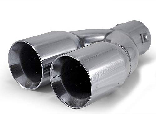 Universell Auspuffblende Doppelrohr Endrohr Edelstahl Auto Endrohrblenden Auspuffendrohr Auspuffrohr Tuning Schalldampf Blende Sport Rund Chrom Auspuffspitzen