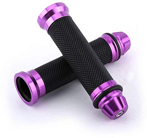 Manopole Universali per moto, impugnature manubrio in gomma CNC in alluminio per bici da manubrio da 7/8(viola)