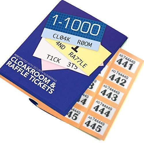 Garderoben-Tickets, nummeriert von 1-1000, hochwertige Perforationen, leicht abreißbar, Orange